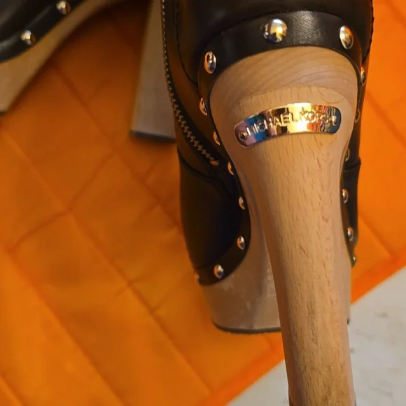 Michael Kors Black Leather Studded Platform Booties - Picture 5 of 6